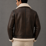 Men's Faux Shearling Aviator Jacket | Leather-Look