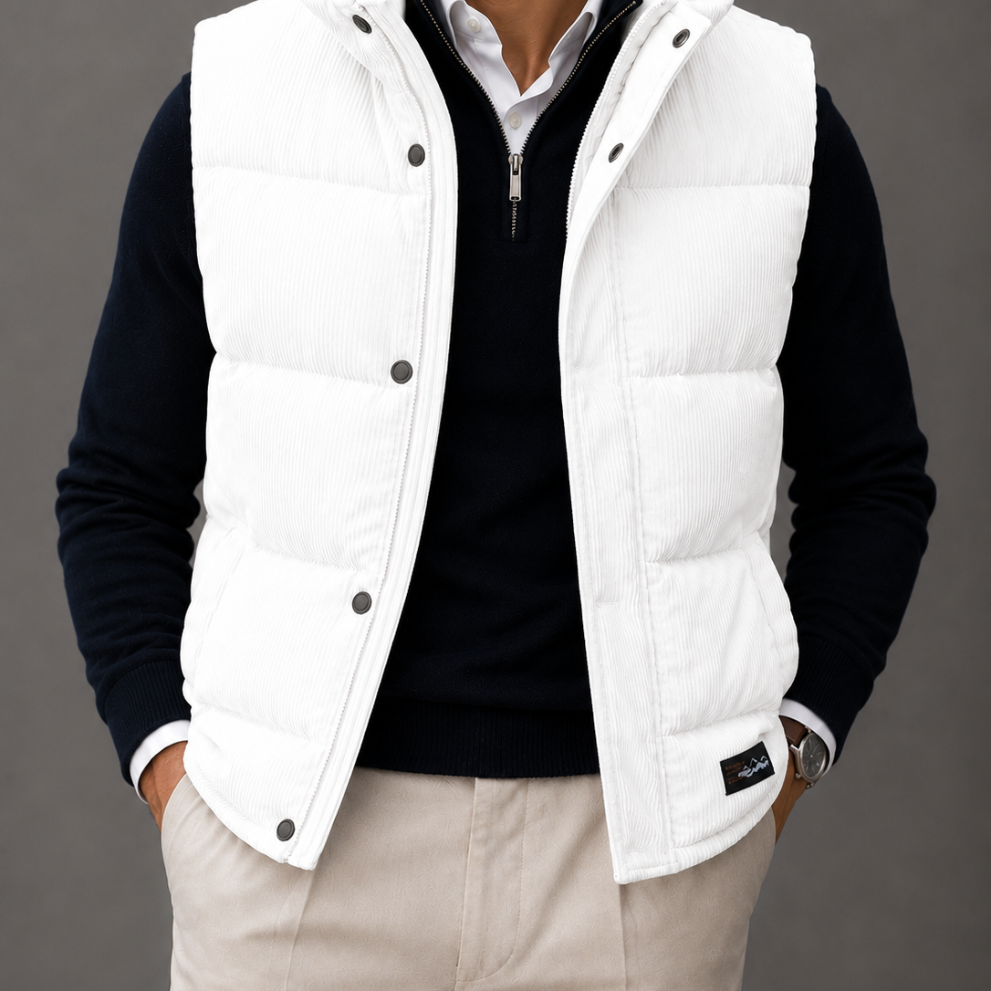 Men's Corduroy Quilted Padded Gilet Vest