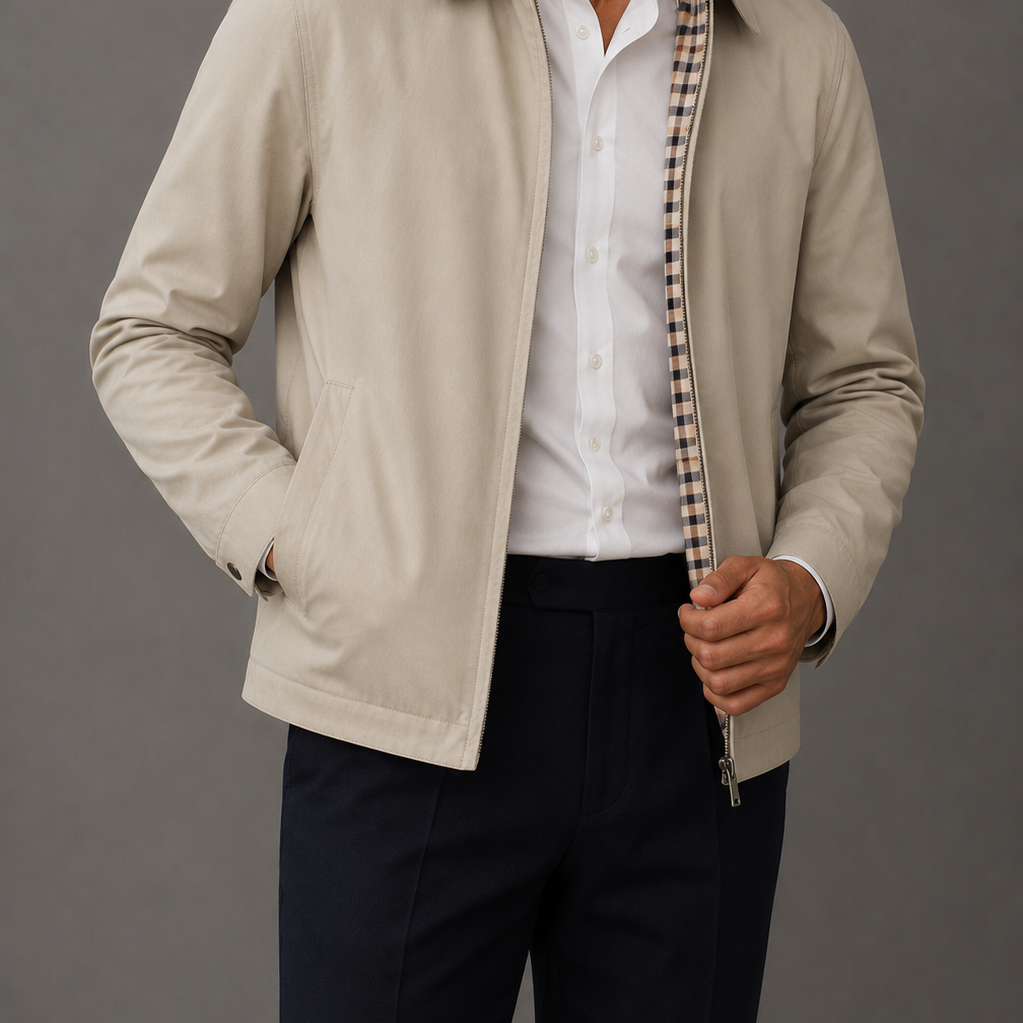 Men's Streamlined Lined Jacket | Checked Interior