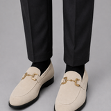 Men's Suede Loafers with Metal Detail