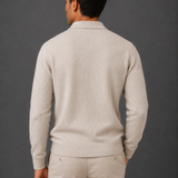 Men's Ribbed Knit Polo Collar Jumper