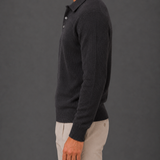 Men's Ribbed Knit Polo Collar Jumper