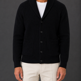 Men's Shawl Collar Ribbed Knit Cardigan