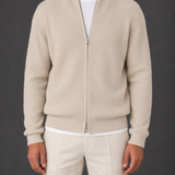 Men's Ribbed Knit Full-Zip Cardigan