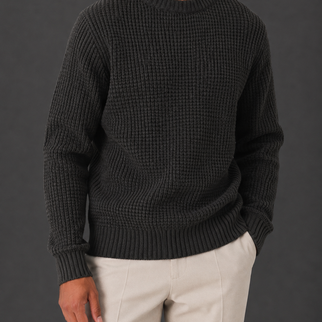 Men's Oversized Waffle Knit Crewneck Jumper
