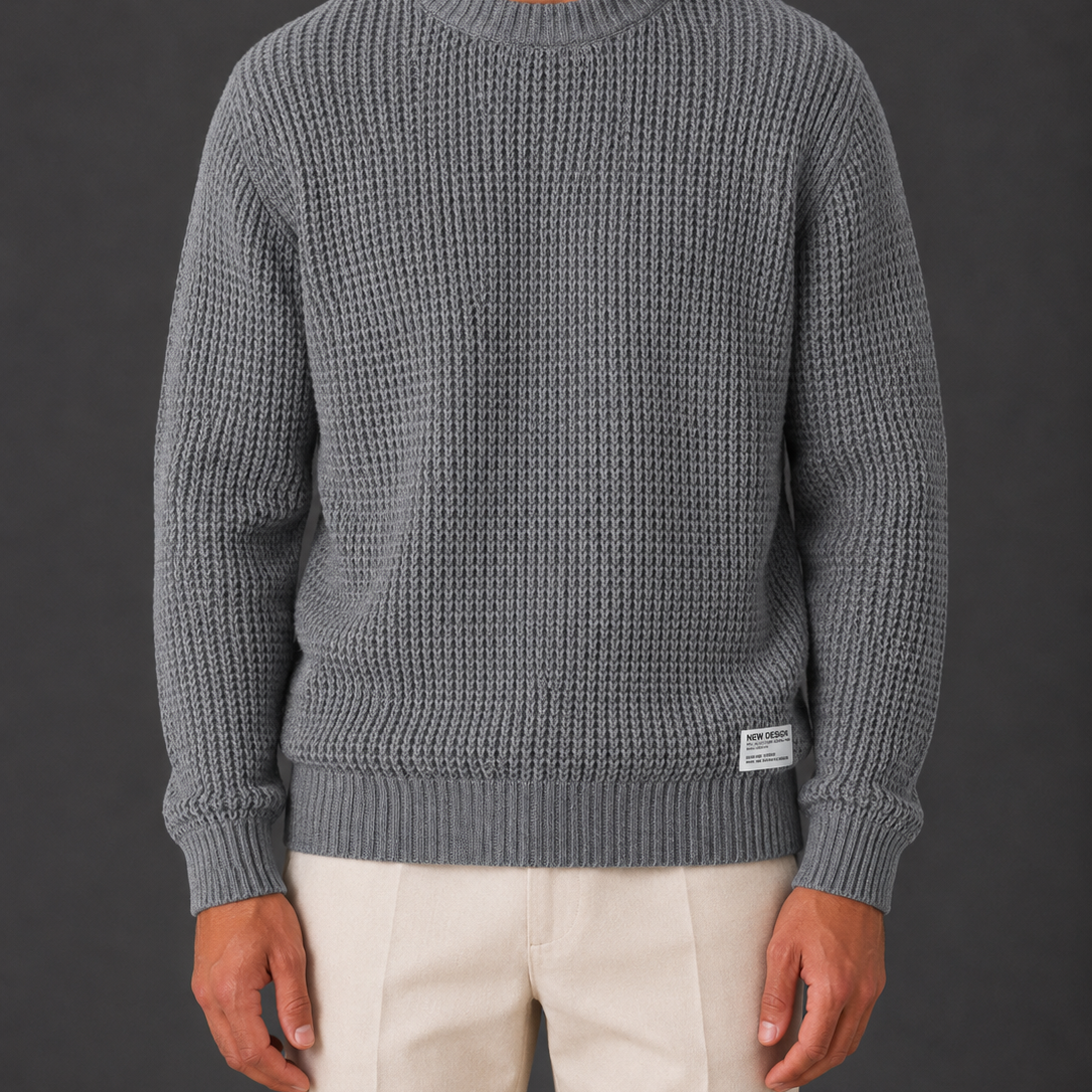 Men's Oversized Waffle Knit Crewneck Jumper