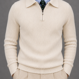 Men's Waffle Knit Quarter Zip Jumper