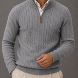 Men's Textured Quarter Zip Jumper | Funnel Neck