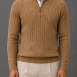 Men's Textured Quarter Zip Jumper | Funnel Neck
