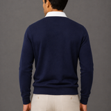 Men's Long-Sleeve Contrast Collar Polo