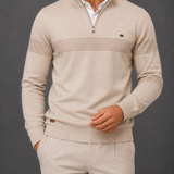 Men's Striped Quarter-Zip Jumper | Stand Collar
