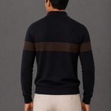 Men's Striped Quarter-Zip Jumper | Stand Collar