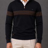 Men's Striped Quarter-Zip Jumper | Stand Collar
