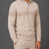 Men's Striped Quarter-Zip Jumper | Stand Collar