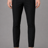 Tailored Chinos with Adjustable Waistband: Beige Pleated Trousers