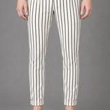 Striped Drawstring Trousers with Rolled Cuffs: Casual Pinstripe Pants