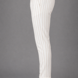 Striped Drawstring Trousers with Rolled Cuffs: Casual Pinstripe Pants