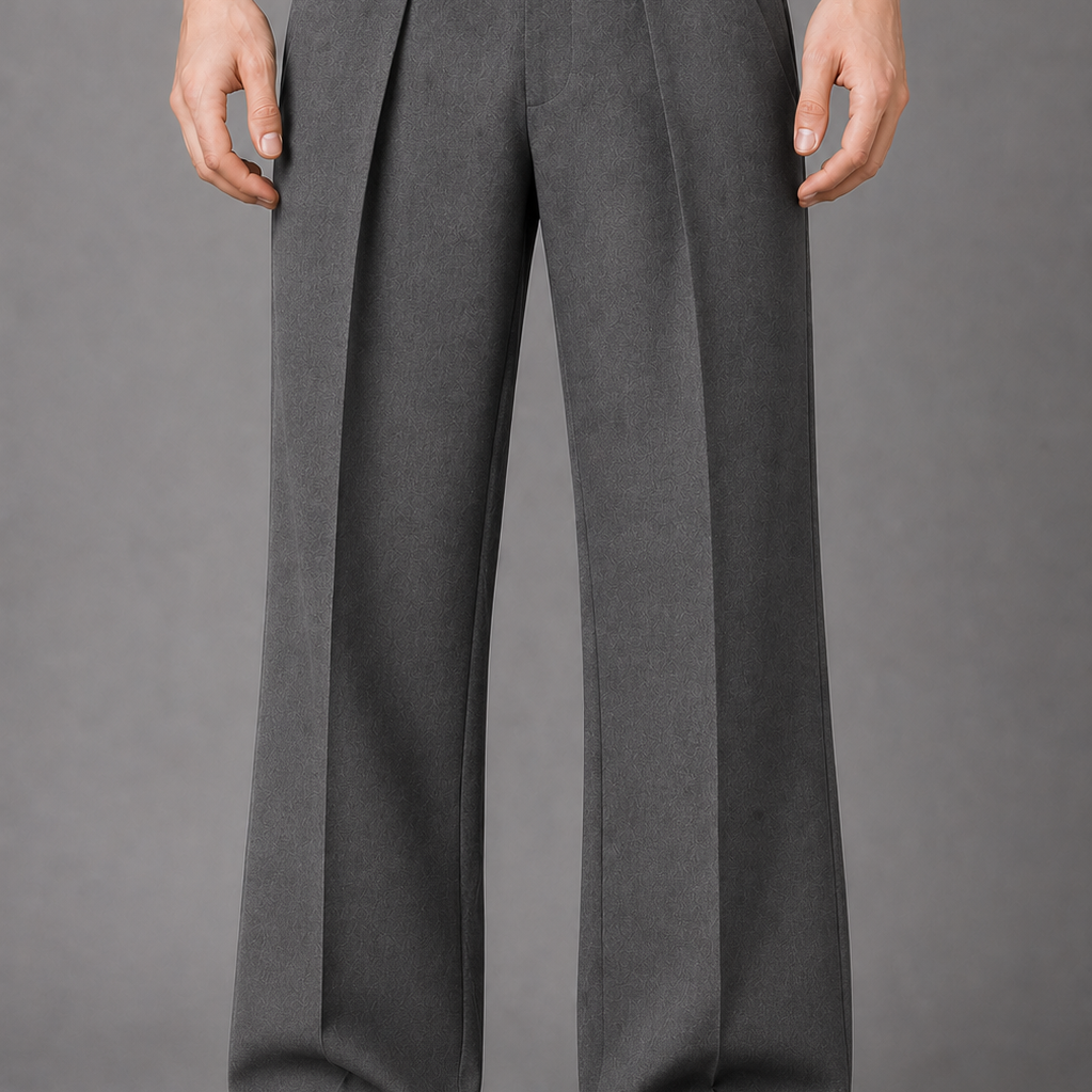 Wide Leg Pleated Trousers with Button Detail Pockets: Brown Tailored Pants