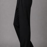 Wide Leg Pleated Trousers with Button Detail Pockets: Brown Tailored Pants