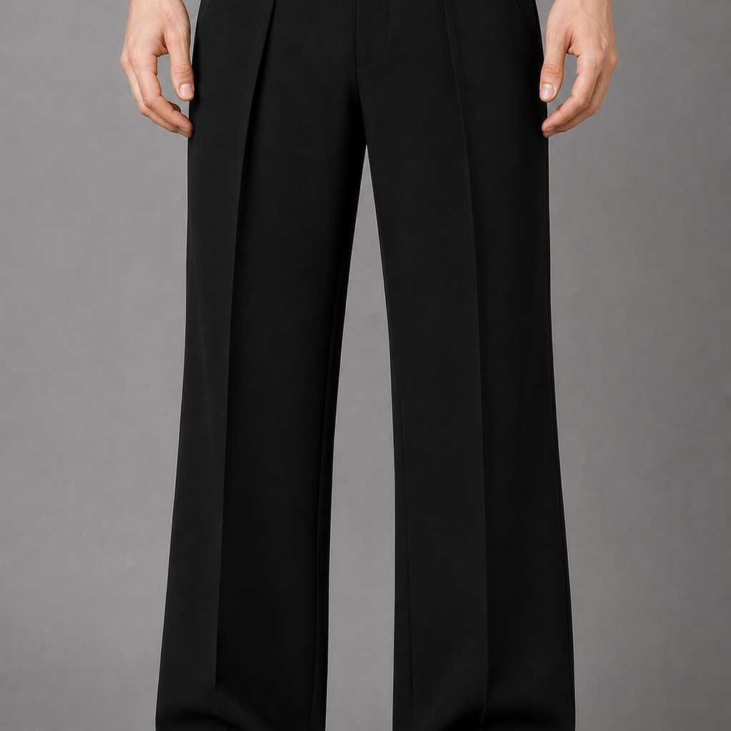 Wide Leg Pleated Trousers with Button Detail Pockets: Brown Tailored Pants
