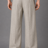 Belted Wide Leg Trousers with Oversized Buckle: Grey Marl Palazzo Pants
