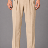 Pleated Trousers with Side Adjuster Straps: Black Wide Leg Turn Up Pants