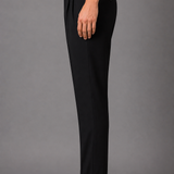 Cross Waistband Pleated Trousers with Side Buckles: Burgundy Cropped Pants