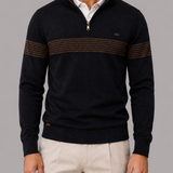 Men's Striped Quarter-Zip Jumper with Stand Collar