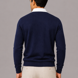 Men's Long-Sleeve Polo with White Collar