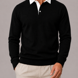 Men's Long-Sleeve Polo with White Collar