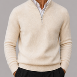 Men's Textured Quarter-Zip Sweater with Standing Collar