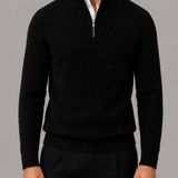 Men's Textured Quarter-Zip Sweater with Standing Collar