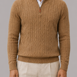 Men's Textured Quarter Zip Jumper with Funnel Neck