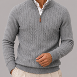 Men's Textured Quarter Zip Jumper with Funnel Neck