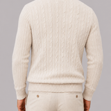 Men's Textured Quarter Zip Jumper with Funnel Neck