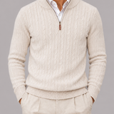 Men's Textured Quarter Zip Jumper with Funnel Neck