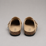 Suede Buckle Strap Cork Sole Sandals