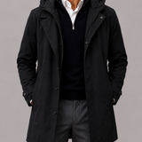 Men's Layered Hooded Longline Coat with Large Pockets