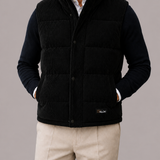 Men's Corduroy Quilted Padded Gilet Vest with Buttons