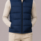 Men's Quilted Down Vest with a Stand Collar