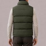 Men's Quilted Down Vest with a Stand Collar
