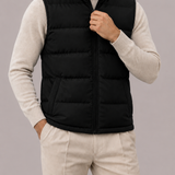 Men's Quilted Down Vest with a Stand Collar