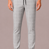 Grid Check Drawstring Jogger Trousers