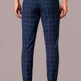 Grid Check Drawstring Jogger Trousers