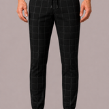 Grid Check Drawstring Jogger Trousers