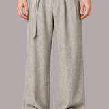 Belted Wide Leg Trousers with Oversized Buckle