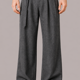 Belted Wide Leg Trousers with Oversized Buckle