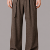 Belted Wide Leg Trousers with Oversized Buckle