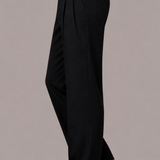 Wide Leg Pleated Trousers with Button Detail Pockets