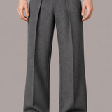 Wide Leg Pleated Trousers with Button Detail Pockets